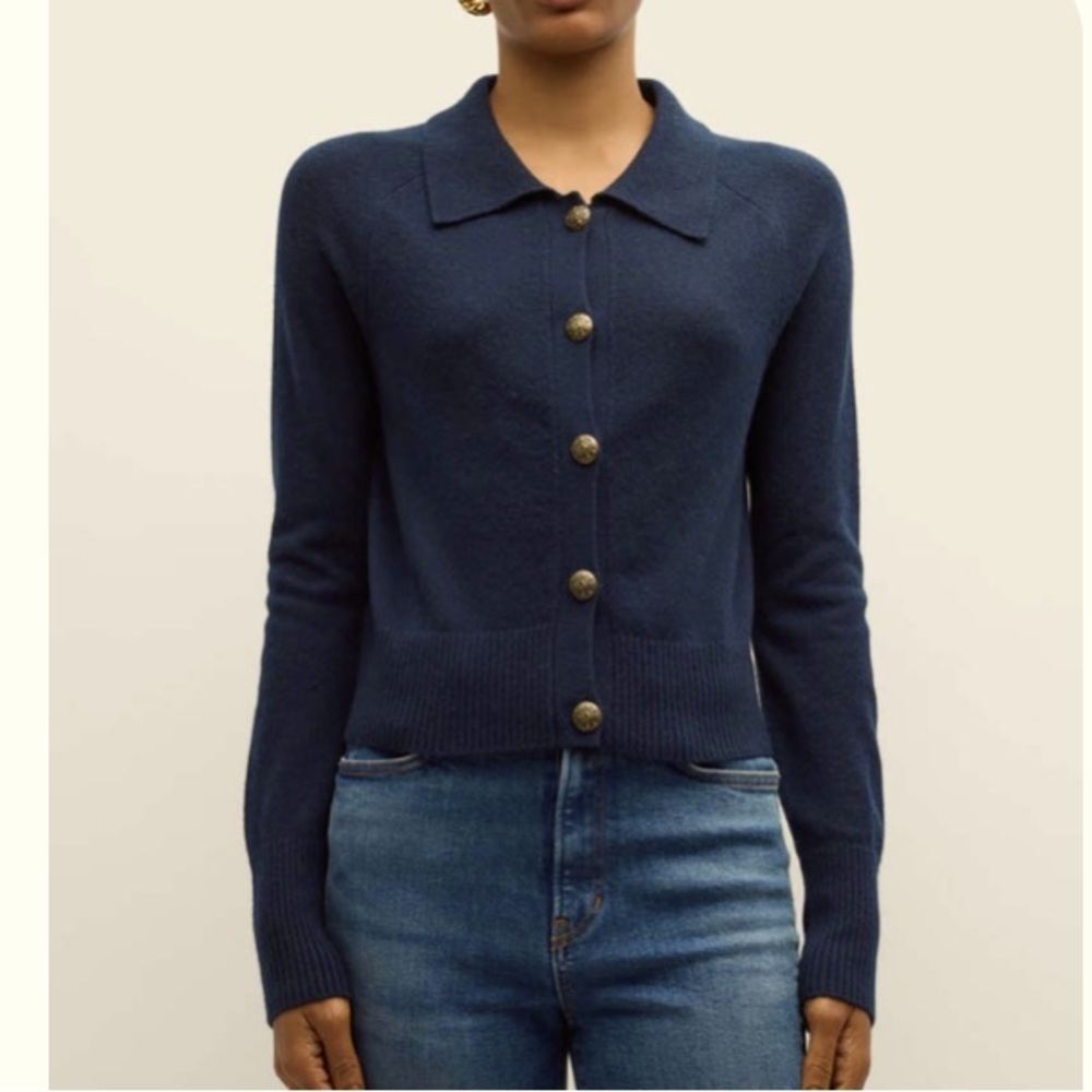 VERONICA BEARD Designer CHESHIRE CASHMERE CARDIGAN - NAVY  Sweater - size XS